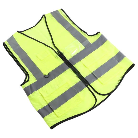 Security Vest, Easy Wearing Size Adjustable Breathable Zipper Front High Visibility Multi Pockets Vest Reflective For Night For Parking Lot Attendant