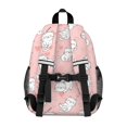 thumbnail image 2 of White Cat and Heart Pink Pattern Backpack for School, Cute School Bag with Adjustable Shoulder Straps and Padded Back, 15"x11.42"x5.5", 2 of 4