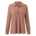 thumbnail image 7 of Pimfylm Women's Long Sleeve Shirts 2025 Fall Henley Dressy Loose Casual Tops Trendy Blouses Cute T-Shirts Outfits Clothes Pink, XXL, 7 of 7