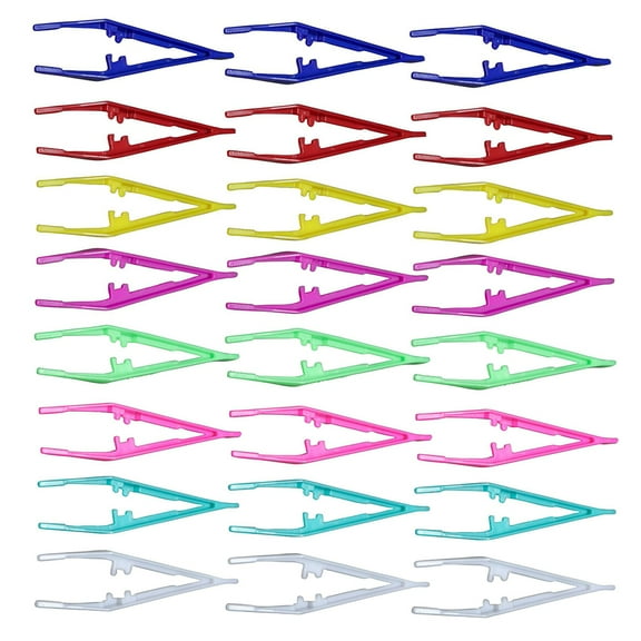 BESTOYARD Plastic Makeup Tweezers Assorted Colors Practical for Holding Things 24Pcs