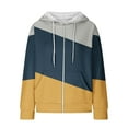 thumbnail image 4 of UAMVSH Women Long Sleeve Hoodie with Pockets Fashionable Color Block Hooded Coat Soft Full Zipper Drawstring Sweatshirt Jackets(X-Large,Yellow), 4 of 5