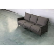 Barbados 3-PC Two-Tone Dark Gray/Light Gray Wicker Sofa in Charcoal Cushion