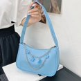 thumbnail image 1 of Bolso de hombro Hugo para mujer y niña informal PU axilas fiesta Azul monedero de paja, 1 of 8