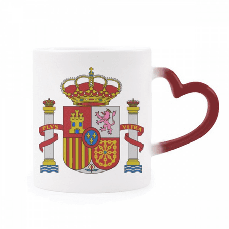 

Spain Europe National Emblem Heat Sensitive Mug Red Color Changing Stoneware Cup