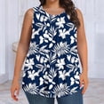 thumbnail image 4 of Axiiglly Plus Size Tank Tops for Women Floral Print Crewneck Relaxed Fit Wide Strap Summer Sleeveless Dressy Tops, L-5XL, 4 of 7