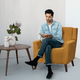 thumbnail image 4 of Magshion Upholstered Accent Chair, Modern Cotton-linen Single Sofa Armchair, for Living Room Office, Yellow, 4 of 9
