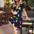 thumbnail image 3 of Disketp Colorful Ping Pong Rackets para Vestido de Manga Corta para Mujeres, Vestidos de Verano para Mujeres, Casual y Holgado para la Playa, 3 of 6