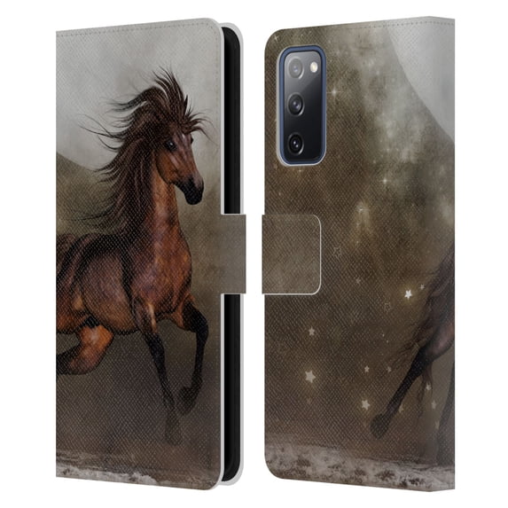 Head Case Designs Officially Licensed Simone Gatterwe Horses Brown Leather Book Wallet Case Cover Compatible with Samsung Galaxy S20 FE / 5G