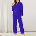 thumbnail image 3 of Kll Darkblue Print Women'S Long Sleeve Pajamas With Pants Sleepwear Loungewear 2 Set-X-Large, 3 of 9