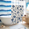 thumbnail image 5 of No Hook Shower Curtain, Navy Blue Floral Shower Curtains for Bathroom with See Through Top Window, Spring Vintage Blossom Botanical Waterproof & Washable Bath Curtain Stand Up Stall 36"x72", 5 of 9