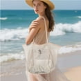 thumbnail image 3 of Gustave Mesh Tote Beach Bag for Women Summer Casual Hobo Pool Bags Large Foldable Sandproof Shoulder Handbag for Travel Beach Picnic Vacation - White, 3 of 10