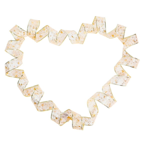 Ribbon Fairy Lights ,32FT 100 LEDs Ribbon Christmas Lights, Decoration Glow Ribbon Lights for Christmas Tree DIY Lace Bow Holiday Indoor Outdoor Decor (Gold Ribbon Warm Light)