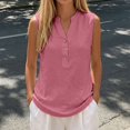 thumbnail image 2 of Linen Tank Tops for Women Solid Button down Tank Top Sleeveless Loose Tank Top Size 3XL, 2 of 6