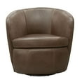 thumbnail image 2 of Pemberly Row Vintage Brown All Italian Leather Swivel Club Chair, 2 of 9