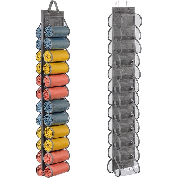 USIONE Hanging Closet Organizer with 26 Pockets - Foldable Oxford Cloth Storage Holder for Yoga Leggings, Socks, Shirts, Jeans | Family Bedroom (Grey)