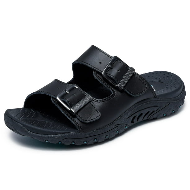 Sandalias Skechers Reggae-Jammin' para mujer, color negro, talla 9 US