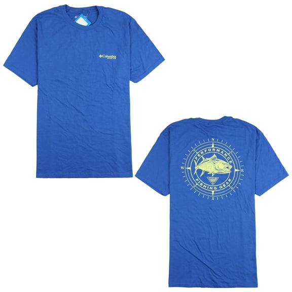 Columbia Men's PFG Performance Fishing Gear T-Shirt Small Vivid Blue