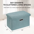 thumbnail image 3 of VECELO Foldable Storage Linen Ottoman 19" Storage Bench, Space-Saving Box Foot Rest Stool Seat For Bedroom Living Room, Green, 3 of 12