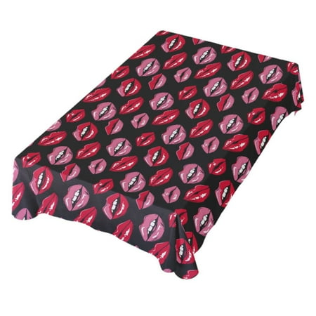 

JSTEL Lips Red & Pink Table Cloth Square 54 x 54 Inch Tablecloth Anti Wrinkle Table Cover for Dining Kitchen Parties