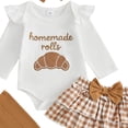 thumbnail image 4 of Gubotare My First Thanksgiving Baby Girl Outfit Turkey Romper Ruffle Layered Shorts Headband Socks Cute Fall Clothes (White, 0-3 Months), 4 of 4