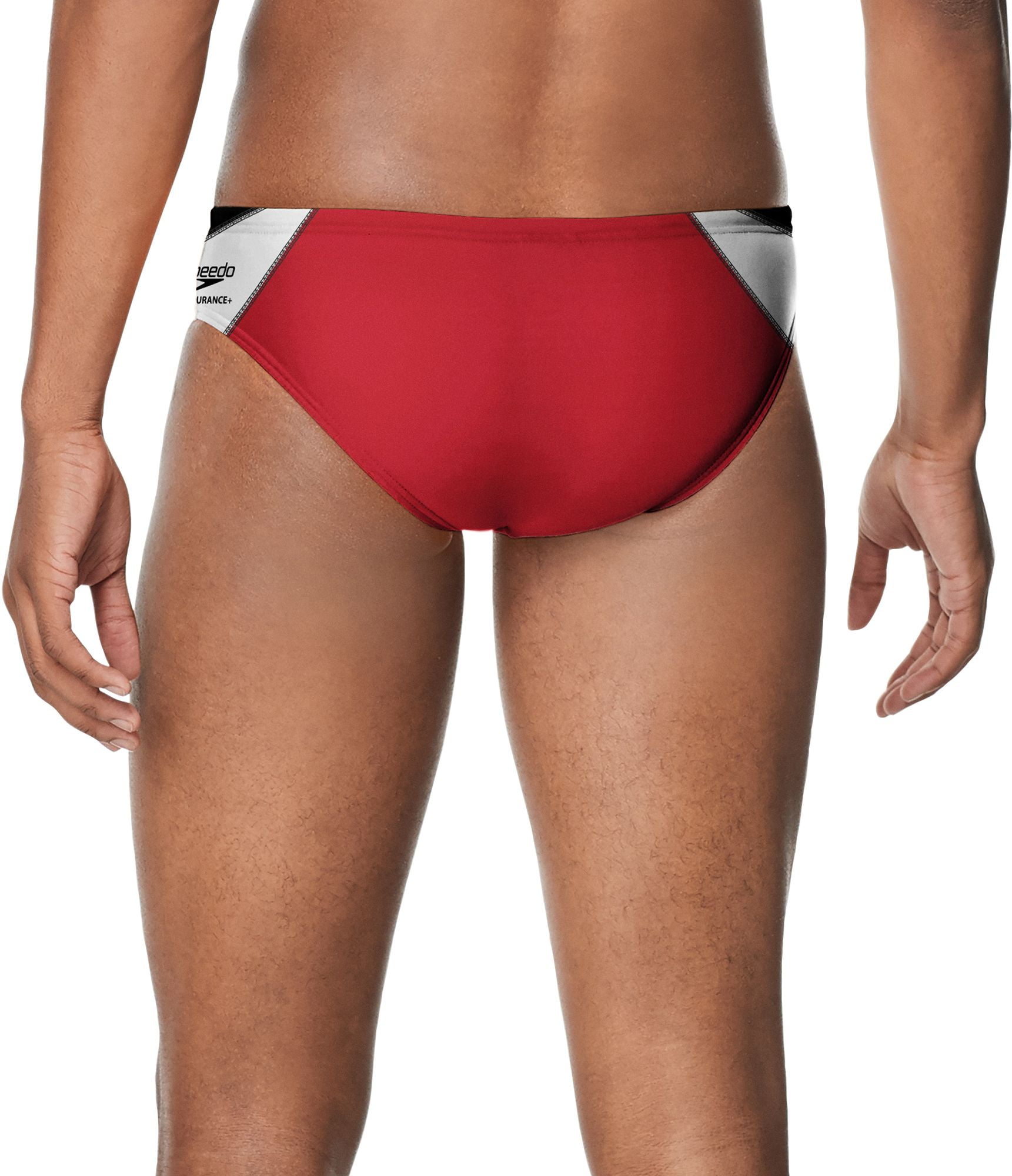 Speedo Men's Edge Splice Brief Swimsuit (Black/Red, 24)