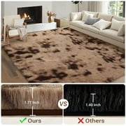 HOMERRY 5ft x 8ft Shaggy Area Rugs for Bedroom Living Room Fluffy Rug Plush Decorative Rug for Indoor Home Floor Carpet, Brown