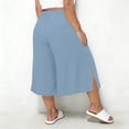 thumbnail image 3 of Diufon Women's Plus Size Capris High Waisted Side Slit Wide Leg Pants with Pockets Summer Casual Trousers, 3 of 8