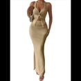 thumbnail image 1 of Conjunto de Dos Piezas para Mujer: Top con Cuello Halter y Falda con Frontal, Conjunto de Verano. Caqui XL, 1 of 10