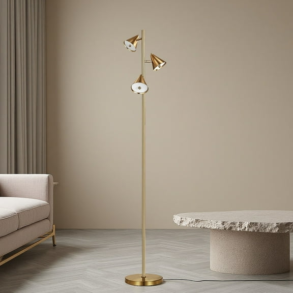 63 in 3 Light  Led Floor Lamp with  Remote Control Bronze ,5CCT & Dimmable,  for Living Room Bedroom Office