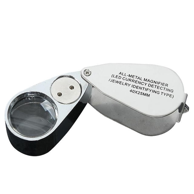Lupa de joyero plegable suyoo de metal 40 aumentos con luz LED ultravioleta