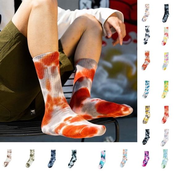 AirLoni Mid-Calf Socks For Men Women Warm Fall Winter Printed New Tie Dye Socks Couple Socks Street Skateboarding Hip Hop Socks B,One Size