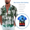 thumbnail image 3 of Sonducket Camisa de manga corta para hombre, informal, de moda, de secado rápido, holgada, con estampado de vacaciones, ropa de playa para fiestas y Camisetas Azul/XL Sonducket AP012201-13, 3 of 6