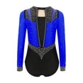 thumbnail image 4 of YiZYiF Girls Sparkly Rhythmic Gymnastics Leotards Long Sleeve Ballet Dance Figure Skating Bodysuit Blue 6, 4 of 7