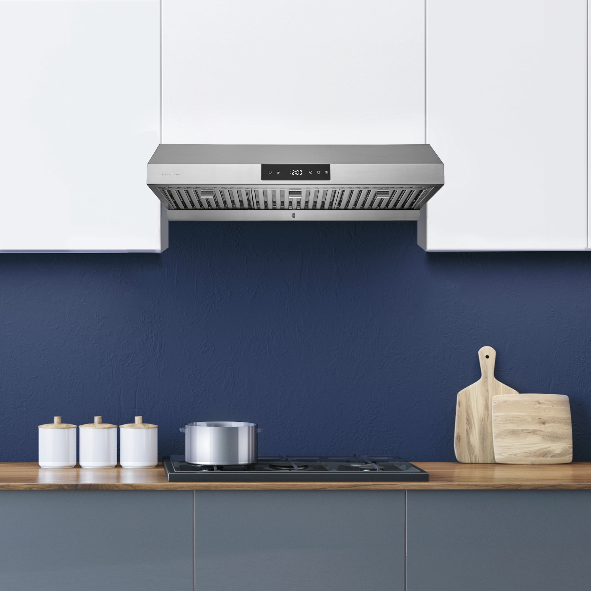 "Hauslane Chef Series 30"" UC-PS18 Under Cabinet Range Hood, Heavy Duty, 3-Way Venting, LED Lamps, Stainless Steel"