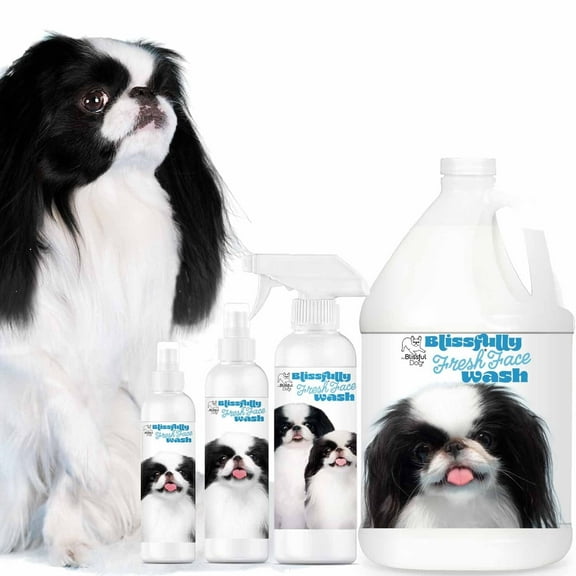 The Blissful Dog Japanese Chin Blissfully Fresh Face Wash for Cleaning Tear Stains, Flat-Faces, Beards, Ear Fringes, Jowls and More I Alcohol & Irritation Free I 8-Ounce Spray Bottle
