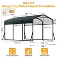 thumbnail image 2 of 10 x 15 FT Metal Carport with Galvanized Steel Roof, Heavy Duty Metal Roof Carport with Enhanced Base, Tall Kits Garage for Tractors, Trucks, Boats, Cars, 2 of 9
