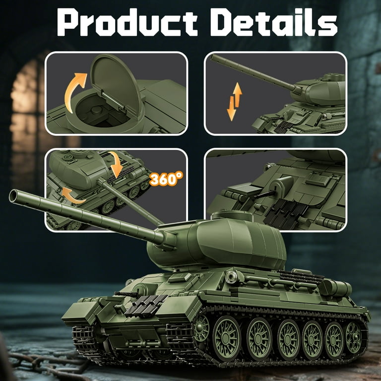 T-34⭐ GZBrick T34-85 Medium Tank Building Sets WW2 Military Toy