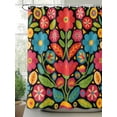thumbnail image 2 of Boho Floral Shower Curtain, Colorful Mexico Festival Tribal Print Bathroom Decor Curtains Set with Hooks, Waterproof Fabric Home Accessories， Stall 54 X 78 Inch, 2 of 6
