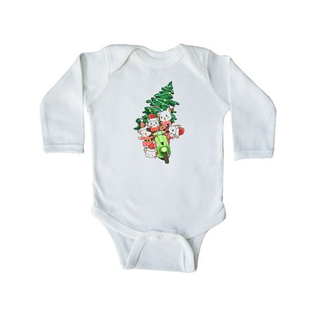 

Inktastic Kawaii Cats Christmas Scooter Gift Baby Boy or Baby Girl Long Sleeve Bodysuit