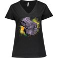 thumbnail image 3 of Inktastic Colorful Lurking Gator Women's Plus Size V-Neck T-Shirt, 3 of 5