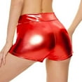thumbnail image 4 of oqasdz Solid Color Women High Waisted Metallic Booty Shorts Rave Bottoms For Dancing Hot Pants Clubwear Birthday Female Dailywear, 4 of 7