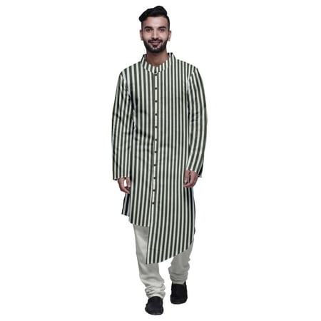 

Atasi Printed Kurta Pajama For Men Asymmetric Style Casual Summer Clothing