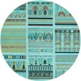 thumbnail image 1 of Ahgly Company Indoor Round Patterned Dull-Sea Green Area Rugs, 5' Round, 1 of 6