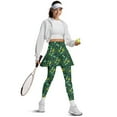 thumbnail image 5 of COEQINE Women Fashion Yoga Skirted Legging with Pockets Paw Print Bone Green Pattern Breathable Tennis Skirts with Leggings for Women High Waist Comfy Golf Leggings, S, 5 of 7