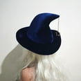 thumbnail image 4 of Deeceymbur Witch Hat with Lace Face Cover Black Blue Red Color Options Lightweight Polyester Halloween Hat 13.97x8.26in, 4 of 6