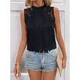 thumbnail image 5 of Women'S Lace Sleeveless Tops Pleated Summer Tank Tops 2025 Dressy Casual Sleeveless Shirts Blouse Black XL, 5 of 9