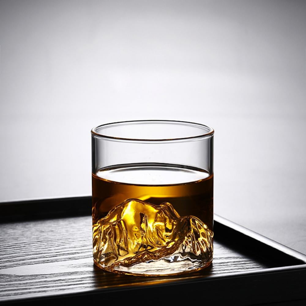 Chilled Whiskey Glass Stainless Steel Mountain Base - Crystocraft