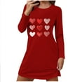 thumbnail image 2 of Caywon Women's Valentine's Day Heart Printed Long Sleeve Nightgown,Crew Neck Loose Short Sleep Dress Soft Breathable Sleepwear, 2 of 6