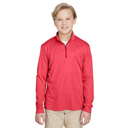 Youth Zone Sonic Heather Performance Quarter-Zip - SP RED HEATHER - S