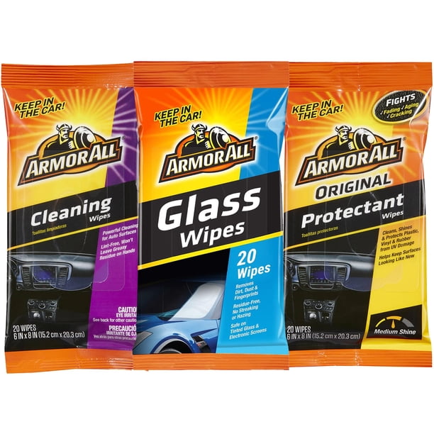 Bolsa de toallitas Wipes Armor All 20 (protector, limpiador, vidrio)